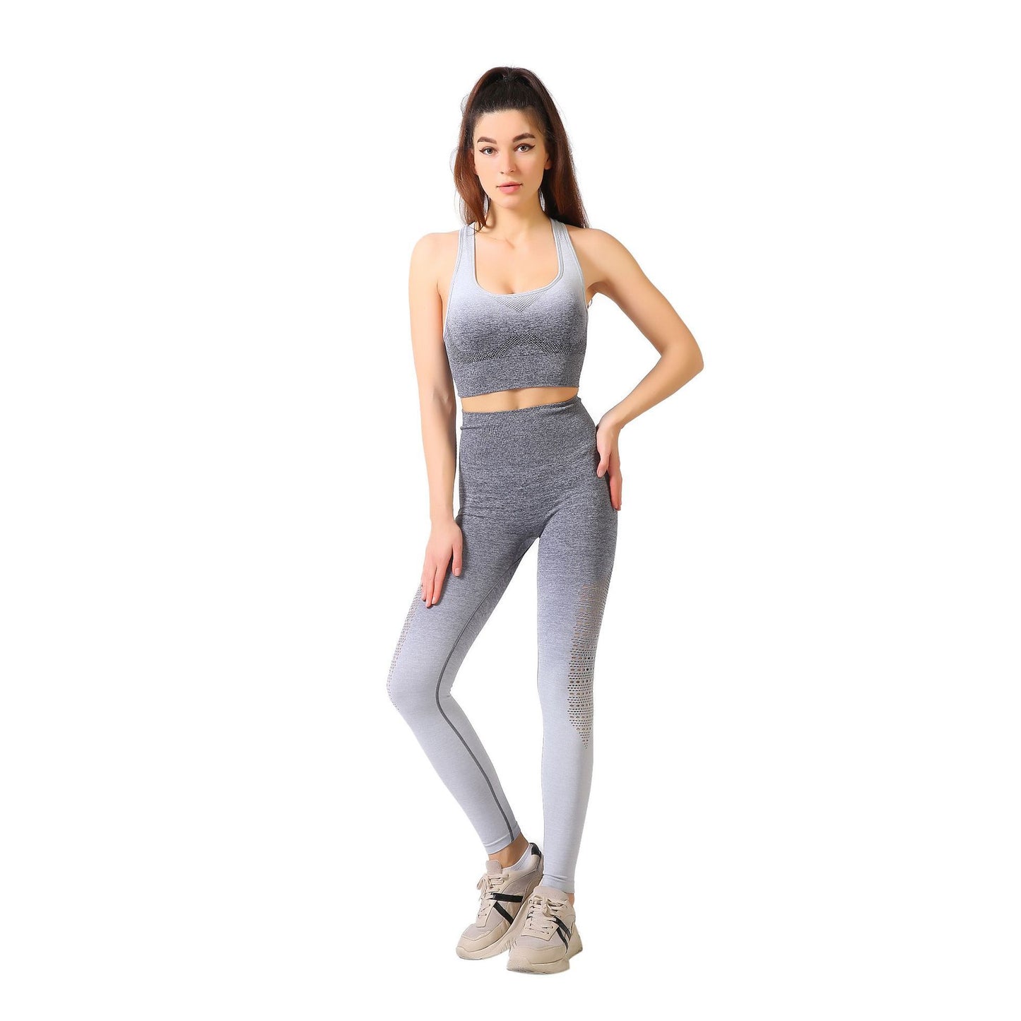Peach Gradient Outdoor Fitness Suit for Women