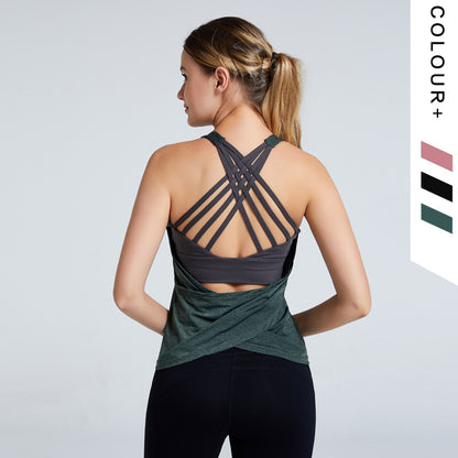 Cozy Nylon Fitness Shirt With Bra Yoga Top