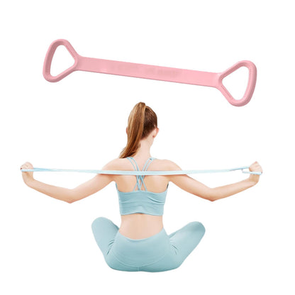 Pink Figure Eight Resistance Band Yoga Pilates Stretching Exerciser